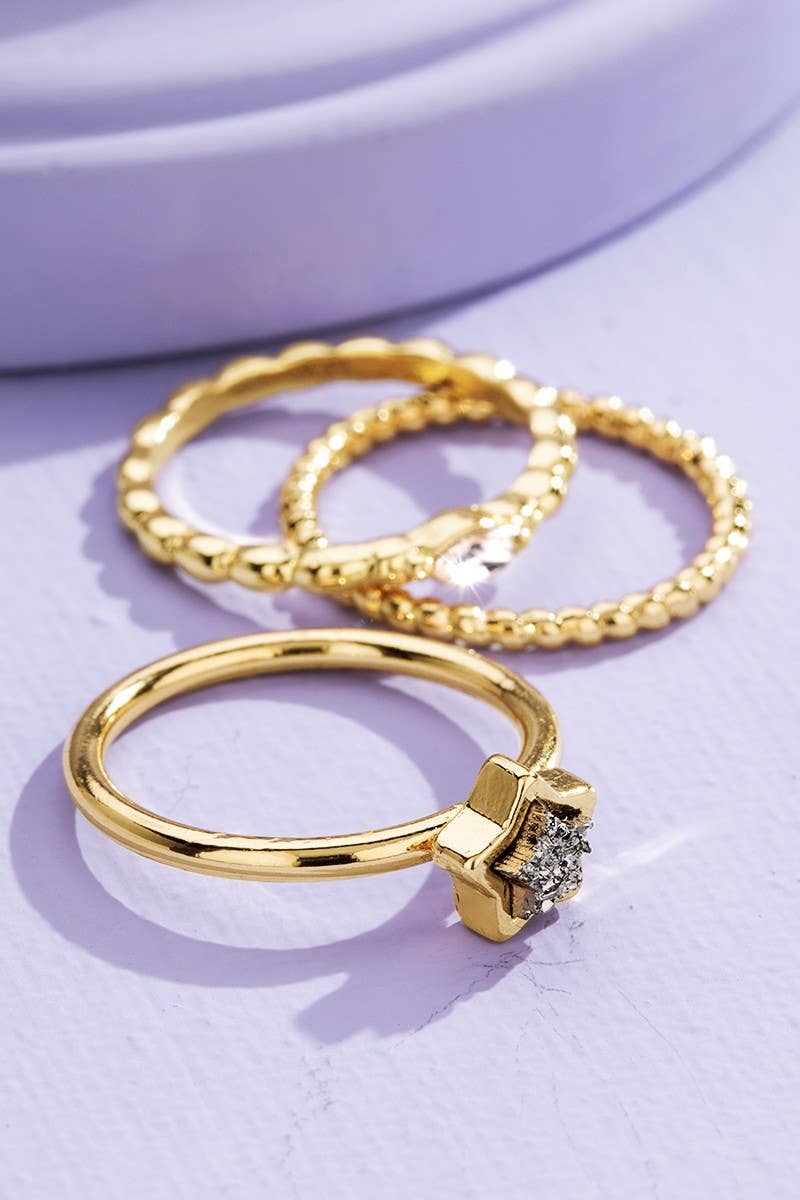 3 Piece Shape Drusy Ring