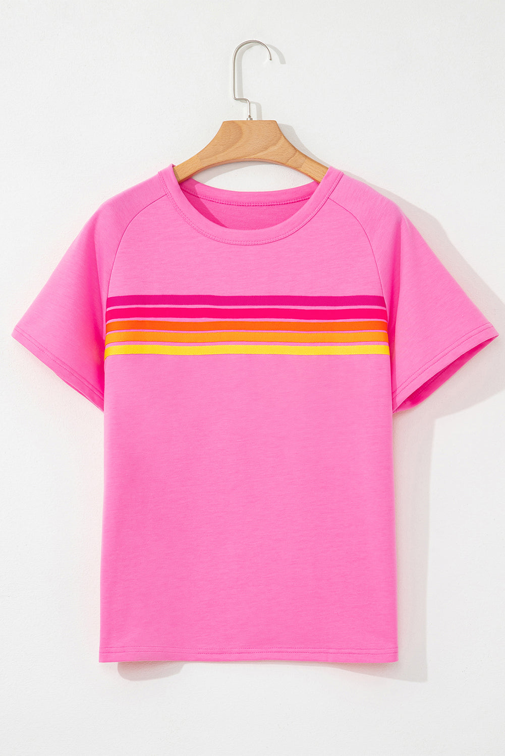 Black Striped Patch Front Casual Tee