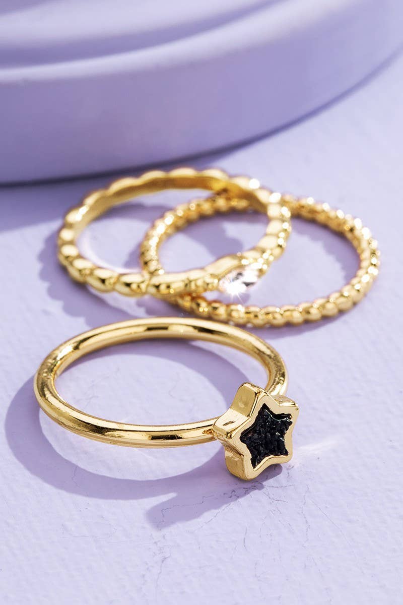 3 Piece Shape Drusy Ring