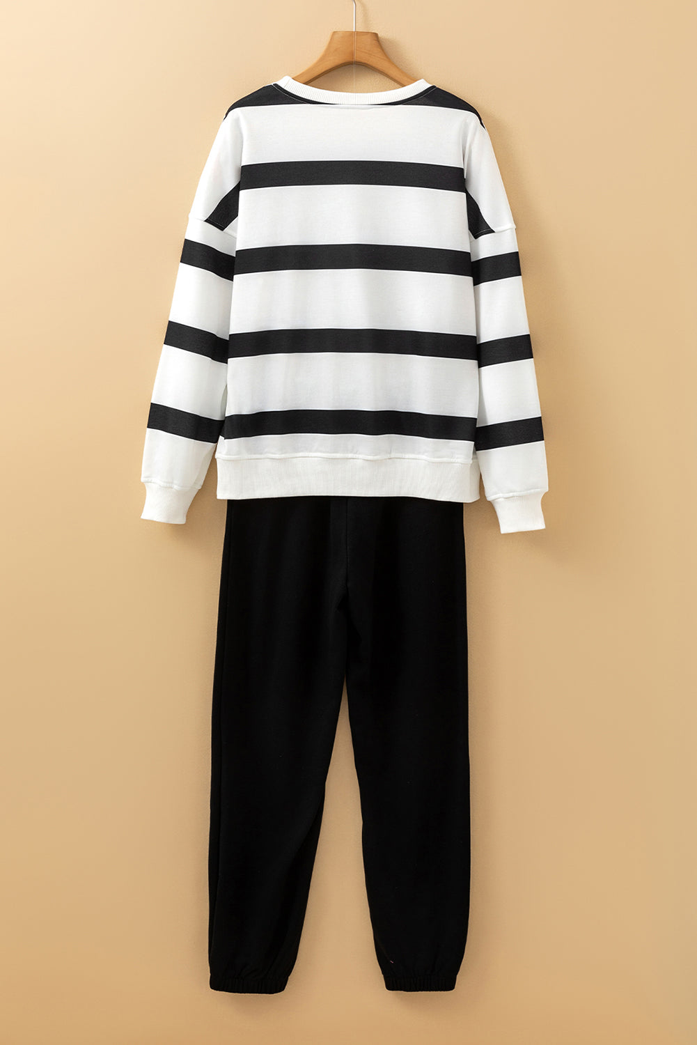 Brown Stripe Striped Drop Shoulder Pullover and Jogger Pants Set