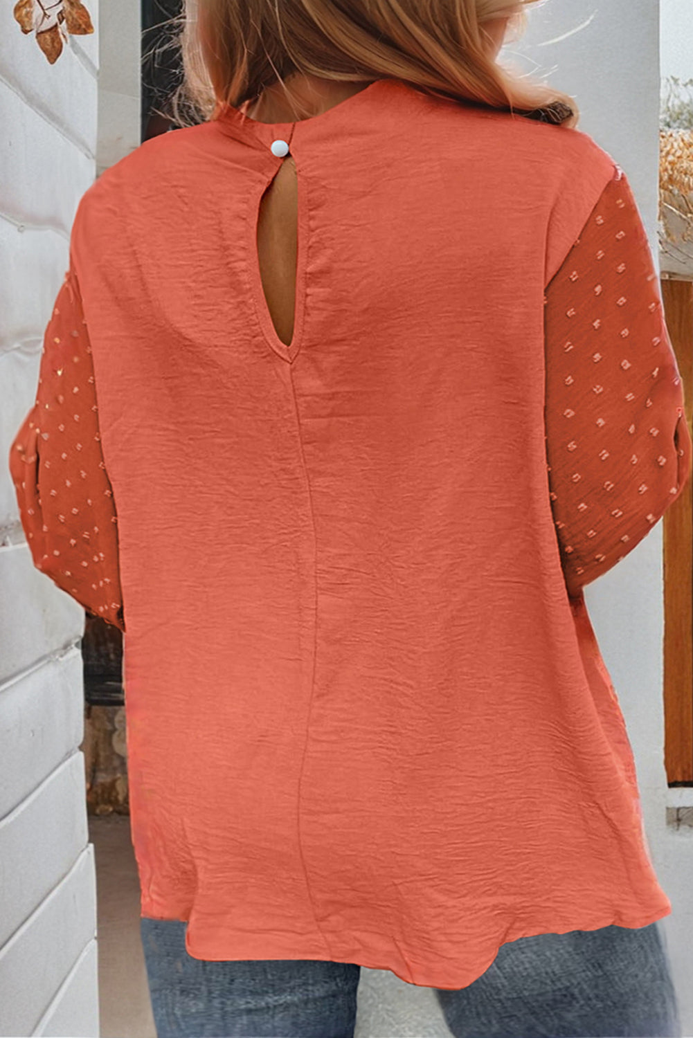 Skobeloff Swiss Dot Balloon Sleeve Loose Blouse