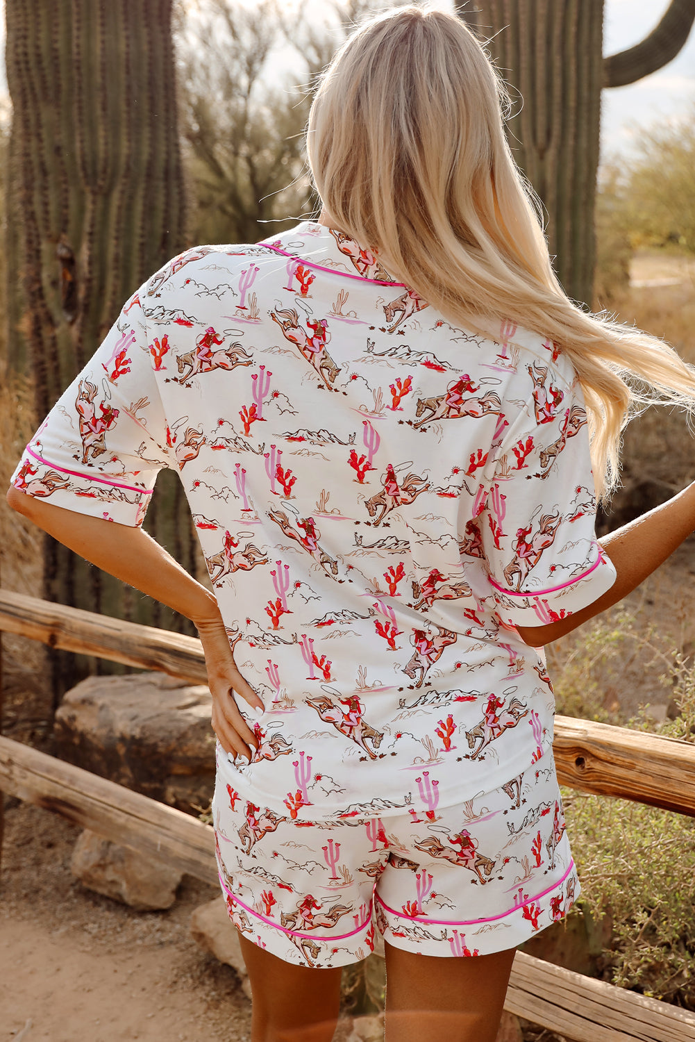Aruba Blue Cowgirl Country Print Pajamas Set