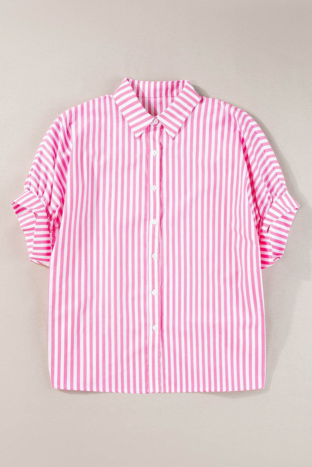 Pink Stripe Button Up Dolman Shirt